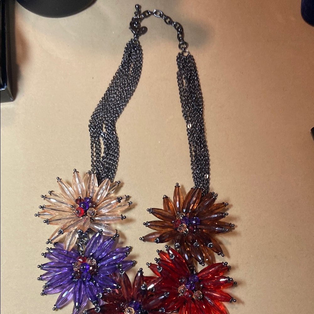 Joan Rivers Red and Purple Floral Necklace